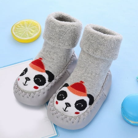 

TOWED22 Toddler Sneaker Boys Autumn And Winter Cute Children Toddler Shoes Flat Bottom Non Slip Socks Shoes Warm And Comfortable Grey