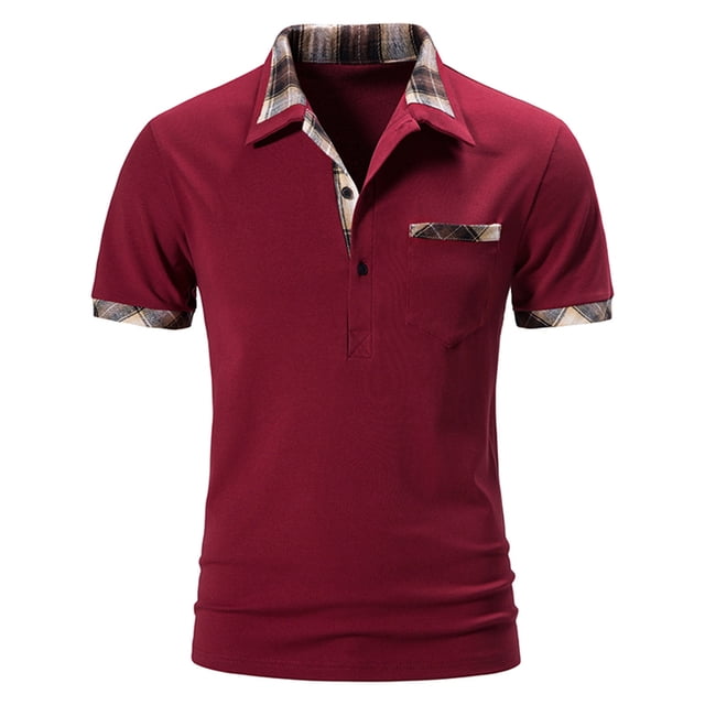 RKSTN Polo pour Homme Mode Décontractée Polo à Boutons Manches Courtes T-Shirt à Carreaux à Blocs de Couleur Col Rabattu Hauts Coupe Ajustée Chandail de Base T-Shirts