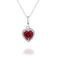 thumbnail image 1 of JeenMata Collar con Colgante de Corazón Eterno Piedra Natal de Enero, Granate de 1,5 Quilates, Chapado en Oro Blanco de 18 K sobre Plata, 1 of 6