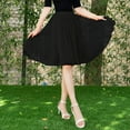 thumbnail image 2 of Skirts for Women Midi Length Solid Color High Waist Pleated Skirt Flowy Style Black One Size, 2 of 4