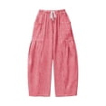 thumbnail image 5 of Womens Linen Wide Leg Plaid Pants Casual Barrel Loose Drawstring High Waist Palazzo Harem Pants with Pockets Red XL, 5 of 5