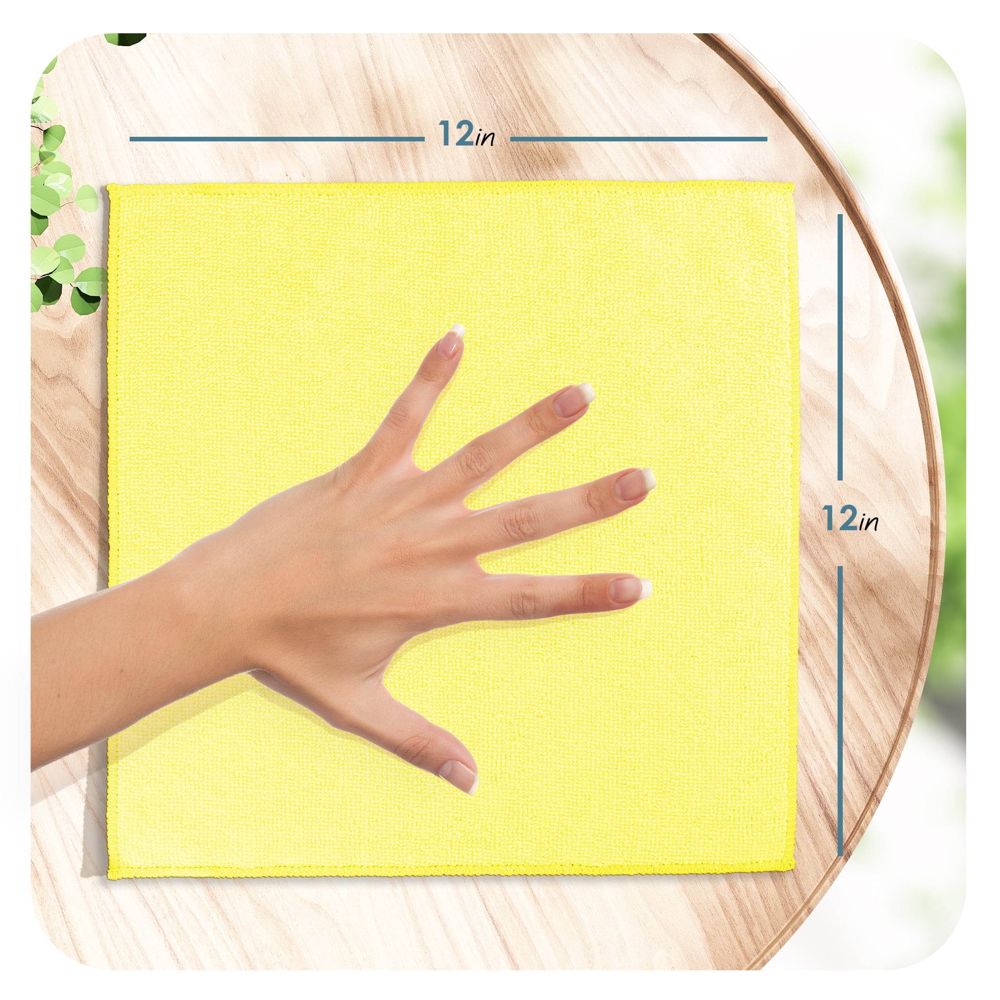 LammaLoe Microfiber Cleaning Cloths, Super Absorbent Cleaning Rags & Car Towels Lint Free, 12x12 Multi-Purpose, 96 Pack, Yellow