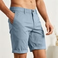 thumbnail image 4 of LEKWK Casual Shorts for Men Flat Front Chino Shorts with Belt Loops Button Closure Rolled Hem Relaxed Fit for Golf Travel Summer Everyday Wear Blue M, 4 of 7