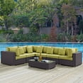 thumbnail image 2 of Modern Contemporary Urban Design Outdoor Patio Balcony Seven PCS Sectional Sofa Set, Green, Rattan, 2 of 7
