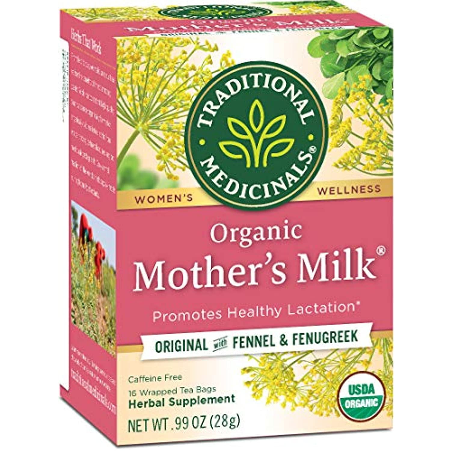 Traditional Medicinals Organic Mothers Milk Womens Tea (Pack Of 1), Promotes Healthy Lactation For Breastfeeding Moms, 16 Tea Bags