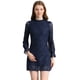 thumbnail image 1 of Mini vestido de encaje floral elegante formal con cuello redondo y volantes para mujer Azul real S, 1 of 6