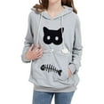thumbnail image 2 of Pet Pouch Hoodies for Women Fall Winter Long Sleeve Cat Carrier Hooded Sweatshirt Kitten Pouch Pullover Tops, 2 of 8