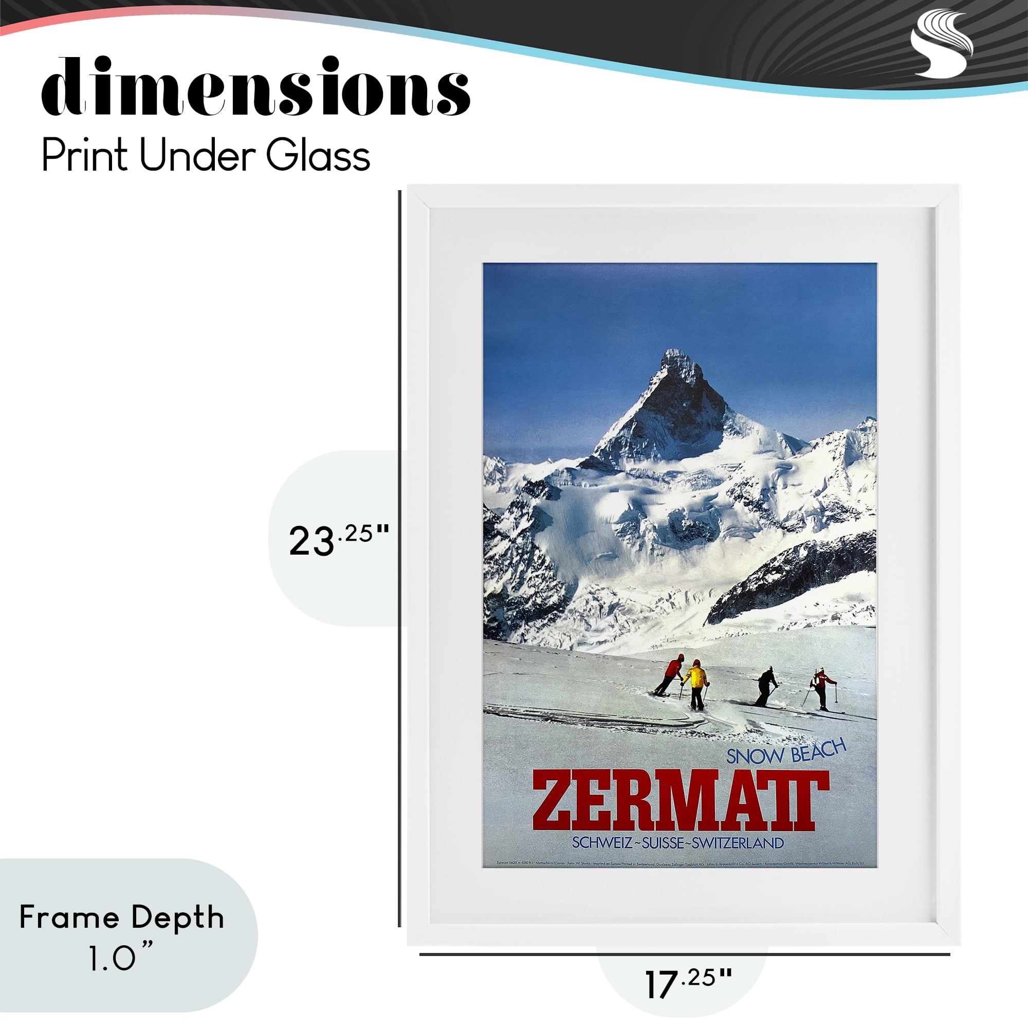 Stupell Industries Zermatt Snow Beach White Framed Print Under Glass, design by Vintage Posters