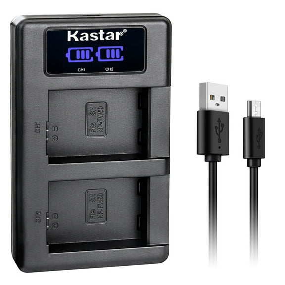 Kastar NP-FW50 LKD2 USB Battery Charger Compatible with Sony ILCE-QX1, ILCE-QX1L, NEX-3, NEX-3N, NEX-5, NEX-5N, NEX-5R, NEX-5T, NEX-6, NEX-7, NEX-C3, NEX-C5, NEX-F3 Camera