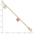 thumbnail image 4 of Primal Gold 14 Karat Yellow Gold Enameled Butterfly 9-inch Plus 1-inch Extension Anklet, 4 of 5