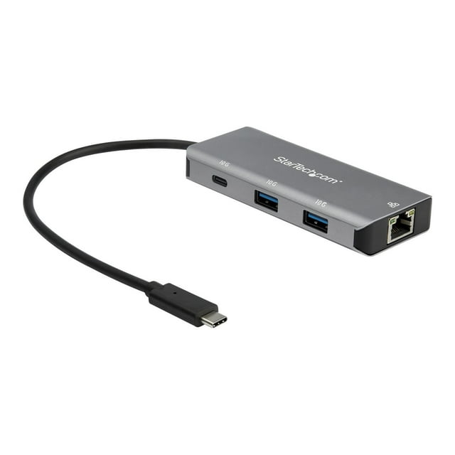 StarTech.com 3 Port USB C Hub with Gigabit Ethernet RJ45 GbE Port, 2x USB-A, 1x USB-C, SuperSpeed 10Gbps USB 3.1/3.2 Gen 2 Type C Hub Adapter, USB Bus Powered, Aluminum, Works w/TB3 1 x USB-C + 2 x USB 3.1 + 1 x 10/100/1000 - desktop - for P/N : PEXUSB321C