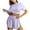 Purple, variant on tarylea Pajamas for Women Set Crew Neck Short Sleeve Tops Split Hem Elastic Waist Shorts Solid Color Eyelet Suits Casual Summer Dressy Homewear Suits