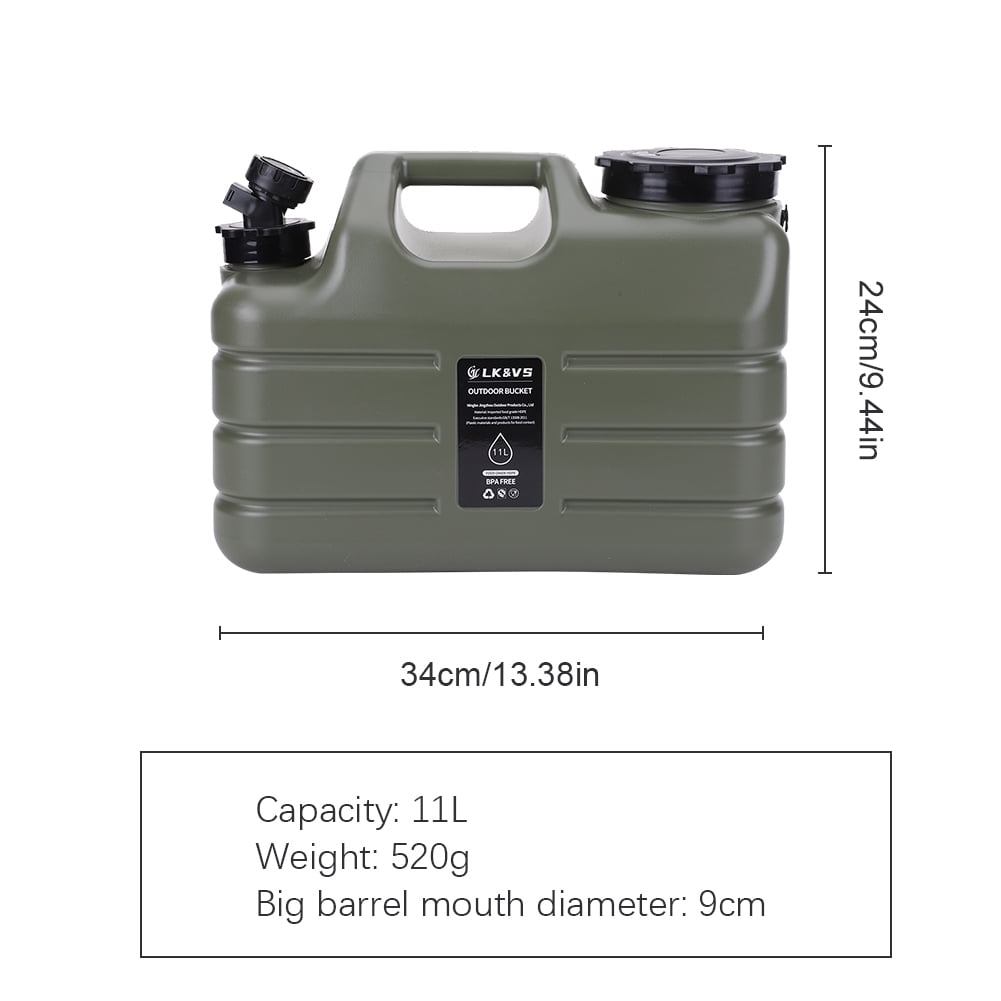 Yucurem 3 Gallon Water Container with Spigot, No Leakage Camping Water Jug, Portable Water Storage Tank for Emergency Outdoors Camping Hiking Picnic, Green
