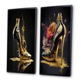 thumbnail image 3 of Designart "High Heel with Golden Drip" Fashion Framed Wall Art Set Of 2 - Gold Fashion Framed Canvas Set For Living Room Decor, 3 of 7