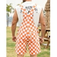 thumbnail image 3 of Shorts Overalls for Men Checkered Rompers Work Jumpsuits Stretchy Bibs Coveralls(Orange and White Checkered,S), 3 of 11