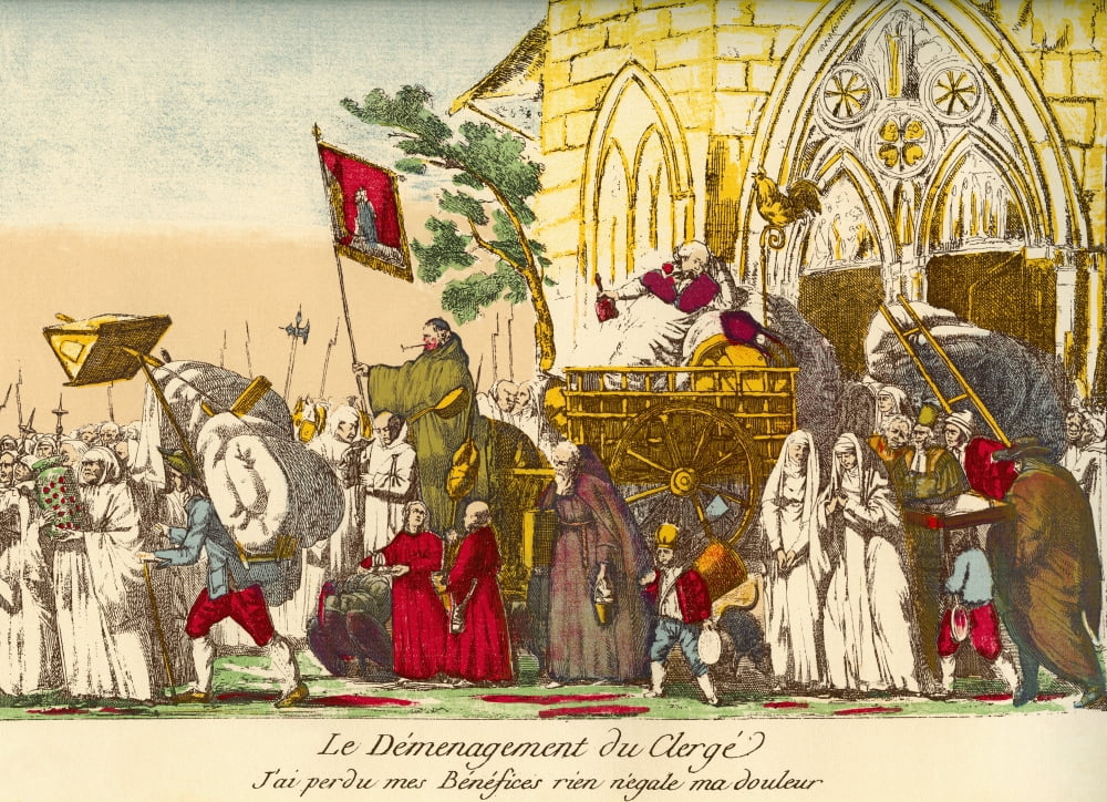 Satirical Illustration Published On The Occasion Of The Nationalisation And Expropriation Of Church Property During The French Revolution 1789 The Caption Reads The Removal Of The Clergy I Lost My Pro