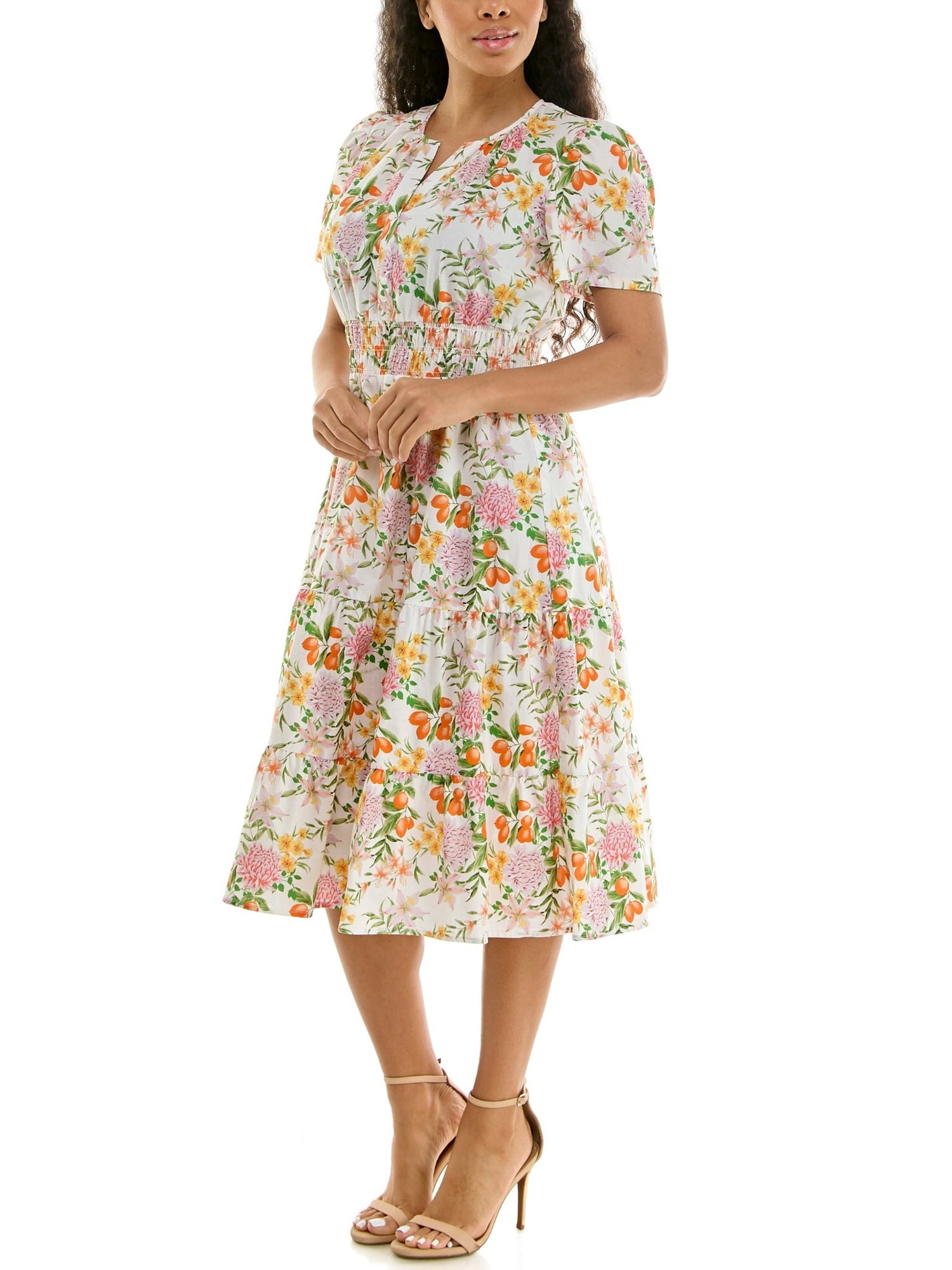 Split Neck Tiered Maxi Dress