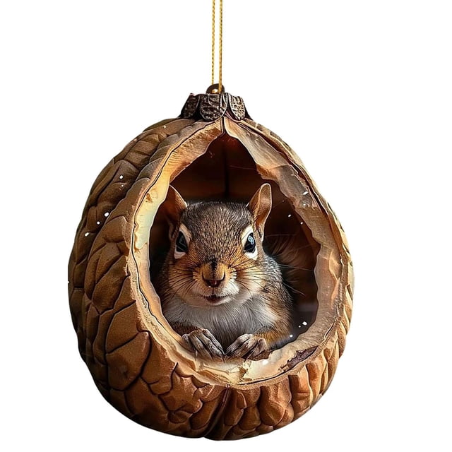 Christmas Tree Ornaments Acrylic Owl and Raccoon 2D Flat Printed Small Pendants with Hanging String