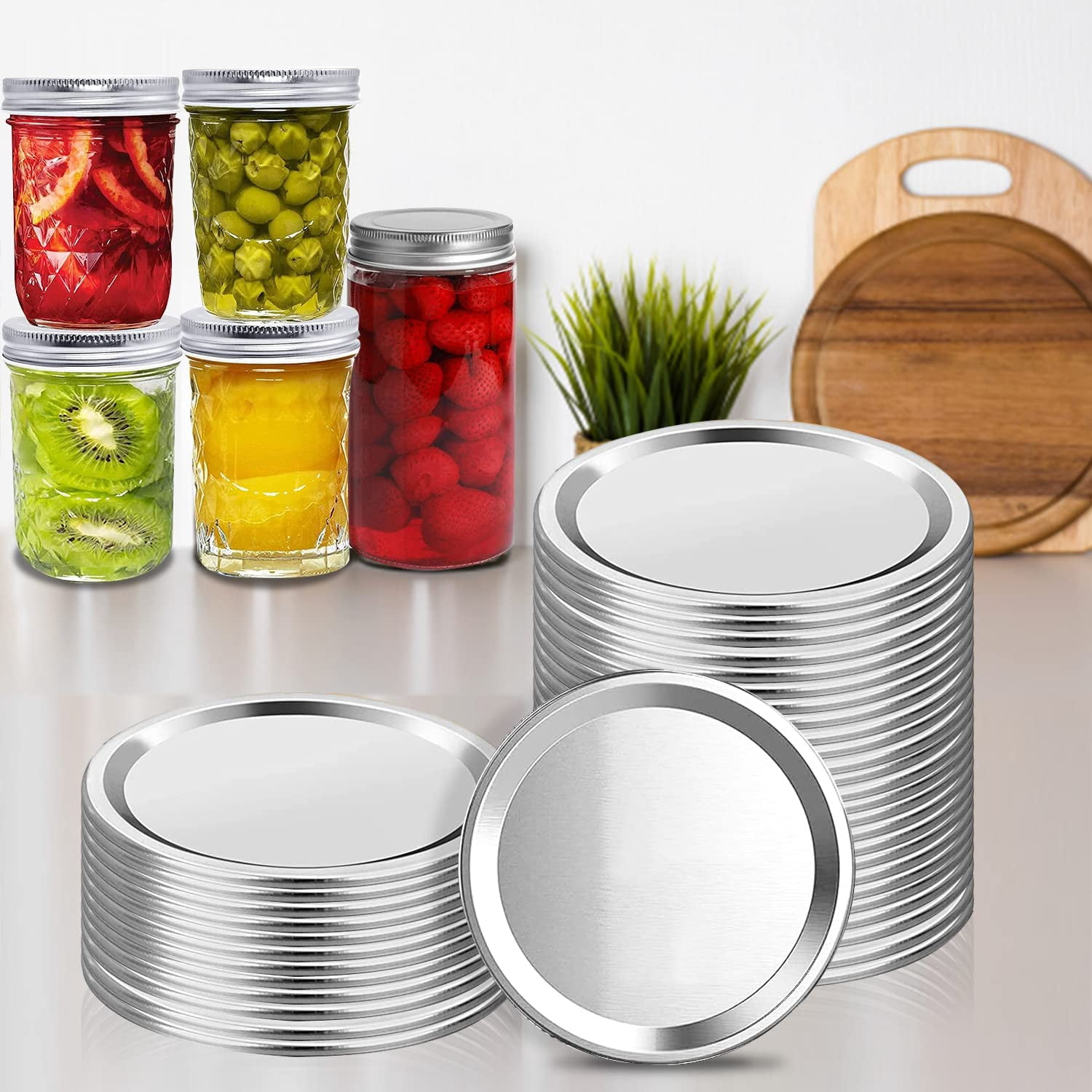 50 Stück Einmachdeckel Regular Mouth – Aus Lebensmittelechtem Metall Mit Silikondichtung, Für Einweckgläser