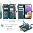 thumbnail image 3 of Asuwish Kickstand Hard Shell Wallet Cell Phone Case with Tempered Glass Screen Protector for Samsung Galaxy A32 4G, Blue, 3 of 7