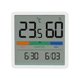 thumbnail image 3 of Termómetro digital de escritorio con monitor de temperatura y humedad, termómetro de habitación con indicador de humedad preciso con reloj (blanco), 70*70 mm, 3 of 4