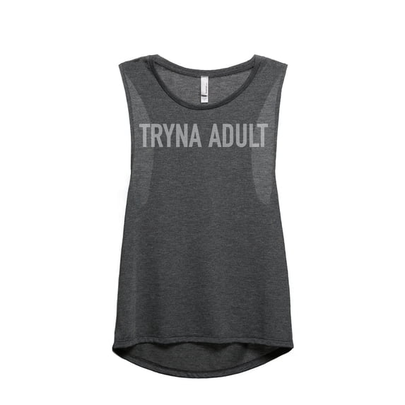 Thread Tank Tryna Adult Women's Sleeveless Muscle Tank Top Charcoal Medium
