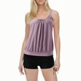 thumbnail image 1 of 2 Piece Swimsuit for Women Solid Color Stylish Ruffle Tankini Tops with Boyshorts Light Purple Womens Bathing Suits XXL, 1 of 6