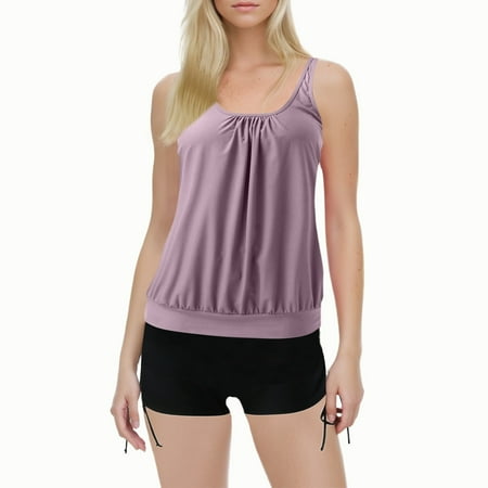 YFELWZ Tankini Swimsuits for Women 2 Piece Tops with Boyshorts Loose Fit