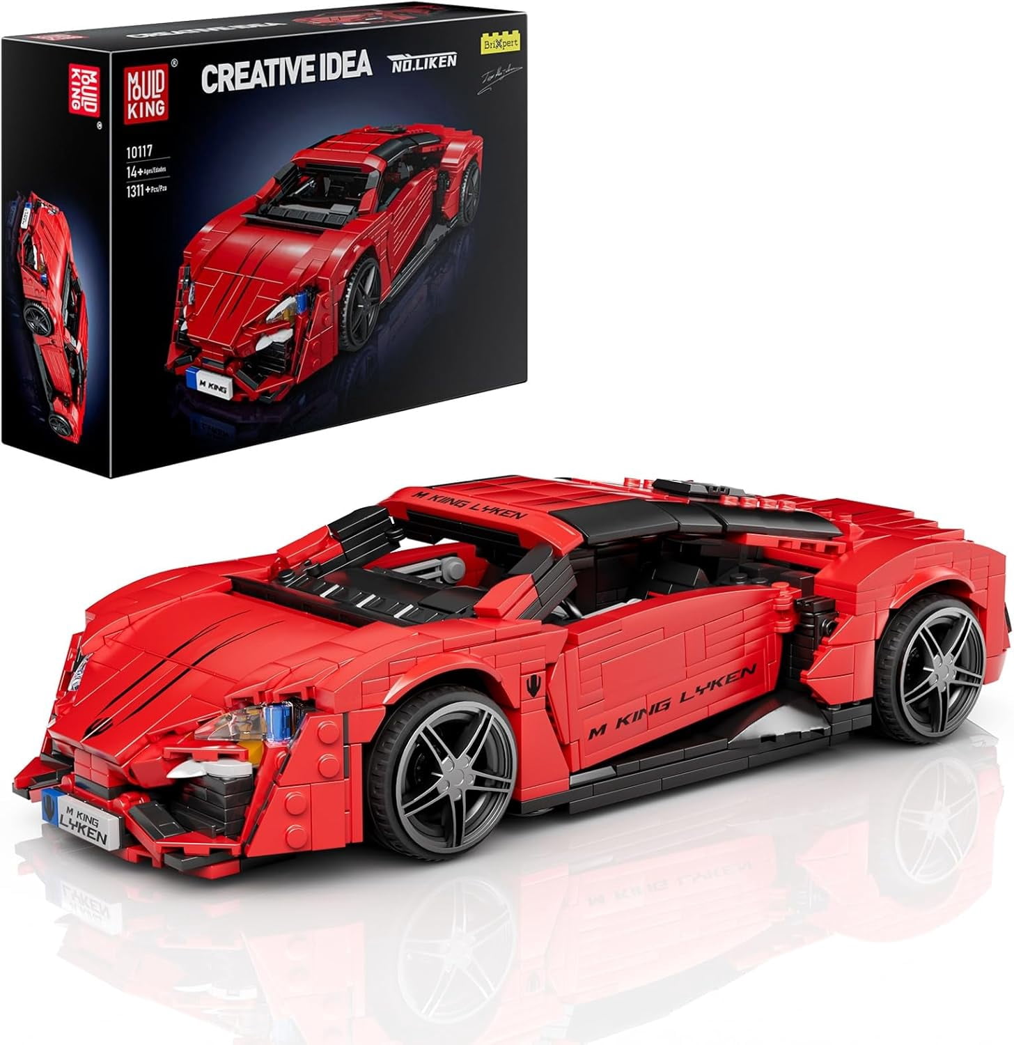 Car Building Sets, 1:12 Scale Red Sports Vehicle Model, 10117 Collectible Toys Building Kits, Build and Display Construction Set for Adults Aged 14+ (1311 Pieces)