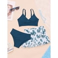 thumbnail image 5 of YiZYiF Kids Girls 3 Piece Swimsuit Bikini Swimwear with Beach Cover Up Skirt Navy Blue 12Y, 5 of 7