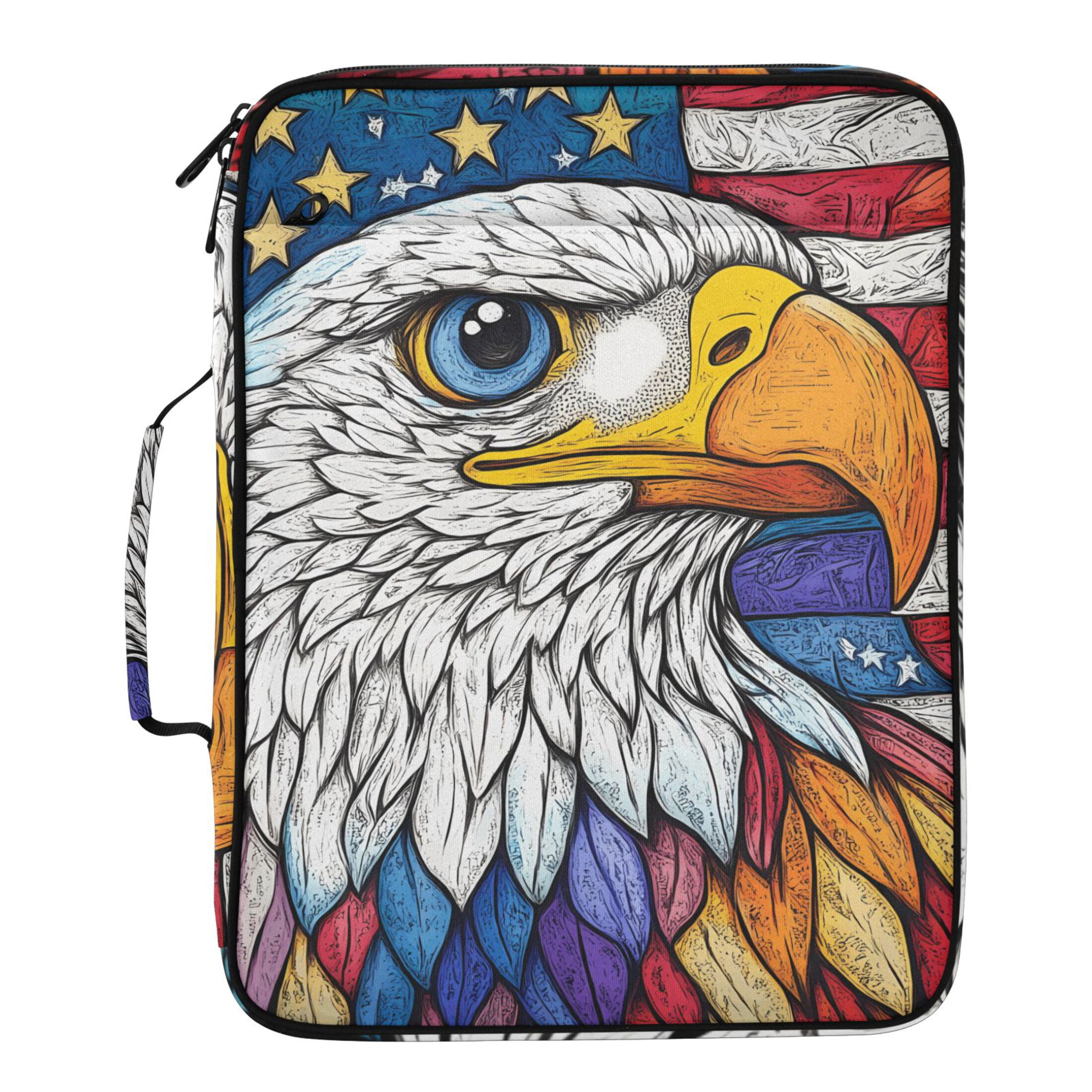 Haosy Accordion File Organizer Zipper Binder 500 Sheet 6-Tab Expanding File Folder Multi-Pocket 1.2 Inch 3 Ring American Flag and Eagle