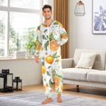 thumbnail image 6 of FORMRS Onesies Pajama for Adults Unisex Hoodie Winter Jumpsuit One Piece Sleepwear, Sizes S-2XL, Orange Watercolor Bees, 6 of 7