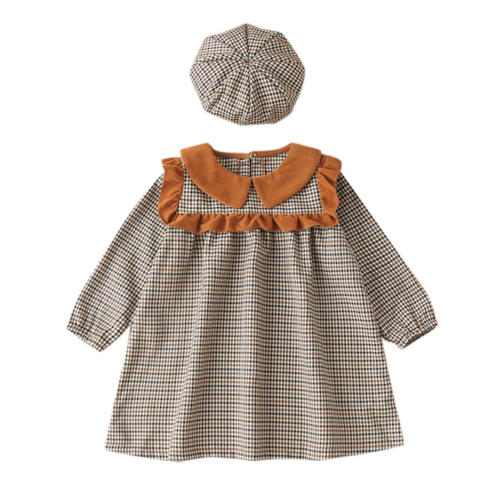 Vêtements Bébé Fille 6-12 Mois - Ensemble Robe Princesse Patchwork Bowknot + Chapeau Chaud Hiver 68