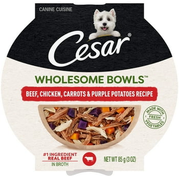 CESAR Wholesome s Beef, Chicken, Purple Potatoes & Carrots Wet Dog Food Toppers, 3 oz. 