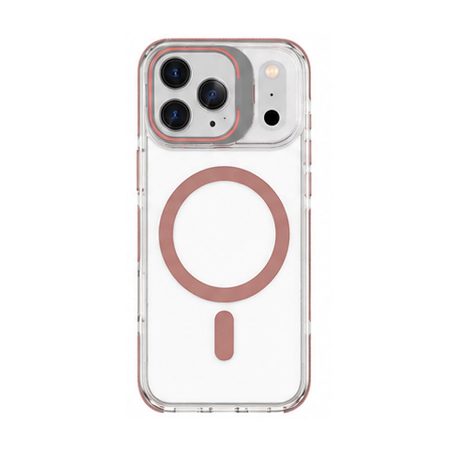 Clear Hard Back Magnetic Case with Camera Kickstand for iPhone 17 Pro Max - Pink