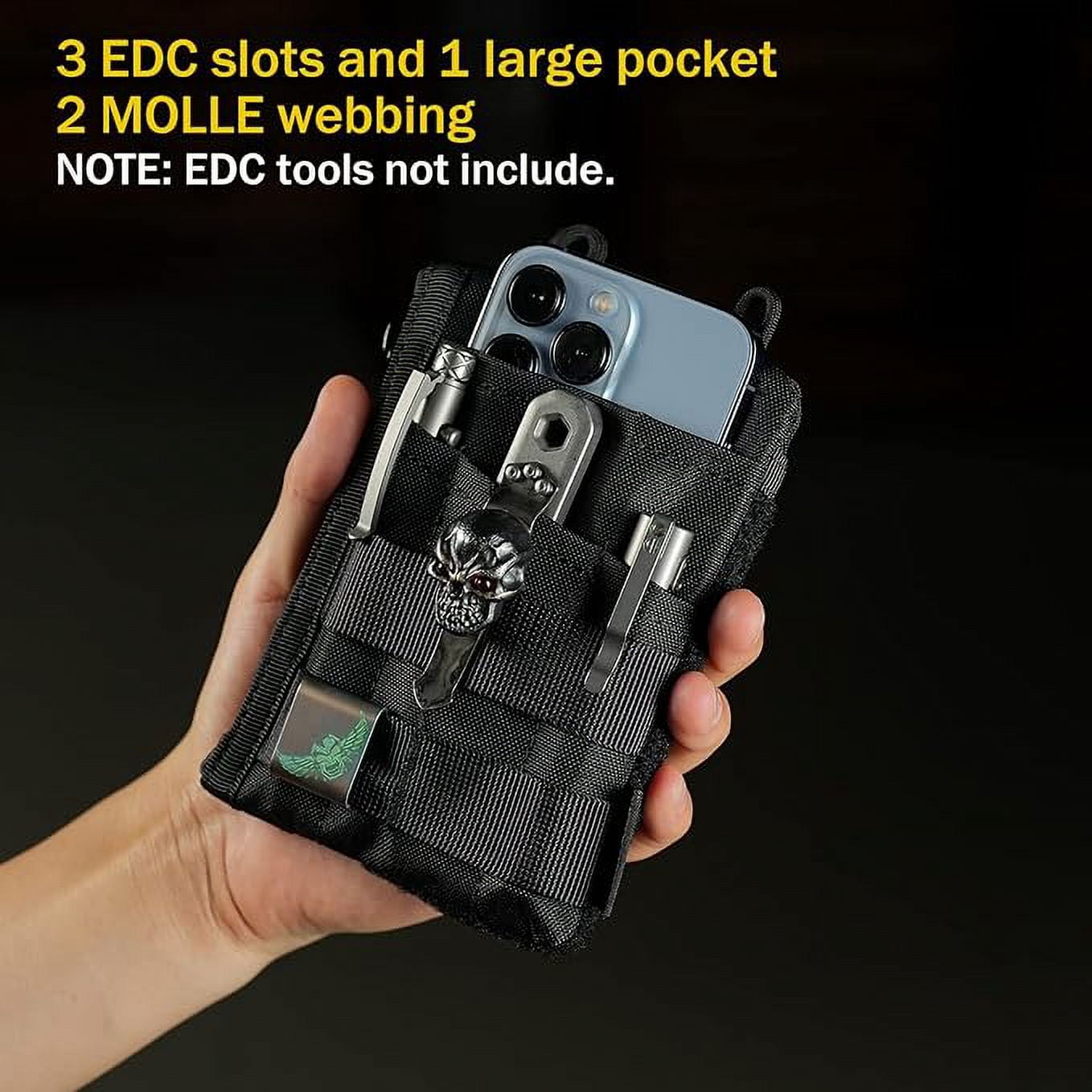 VIPERADE VE16 Pocket Organizer, EDC Pouch for Men, 7 Pockets EDC Pocket Organizer Velcro Pouch for Everyday Carry, Multitool Pocket Pouch Wallet for EDC Gears, Pocket Pouch for Men