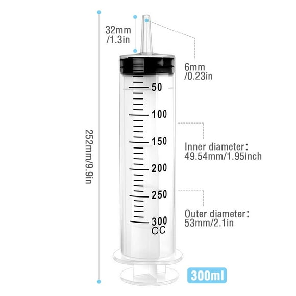 Large Plastic Syringe for Scientific Labs and Dispensing Multiple Uses Measuring Syringe Tools