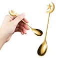 thumbnail image 2 of 1 Pc Stainless Steel Coffee Spoon with Star and Moon Design Dessert Spoon Tableware Kitchen Tools Mini Demitasse Espresso Spoons for Sugar Tea Drink Ice Cream Stirring, 4.92x0.94 Inch, Gold Spoon, 2 of 9