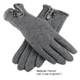 thumbnail image 7 of Opolski 1 Pair Two Buttons Solid Color Driving Gloves Fleece Lining Warm Women Gloves for Autumn Winter Red, 7 of 7