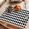 thumbnail image 3 of Black White Plaid Placemats Set of 12 Modern Minimalist Geometric Checkered Place Mats Indoor Wipeable Table Mats Washable Cloth Dining Table Placemats for Kitchen Holiday Party Home Decor 13x19 Inch, 3 of 9