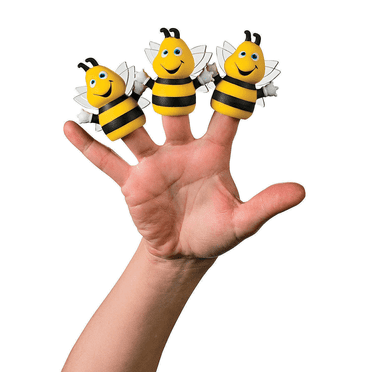 Fun Express Vinyl Busy Bee Finger Puppets - Novelty Toys, 12 Count