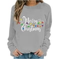 thumbnail image 4 of Lopecy-Sta Women's Merry Christmas Light Print Crewneck Sweatshirt, Casual Long Sleeve Pullover Top for Holiday Party Daily Wear Gray XL, 4 of 6