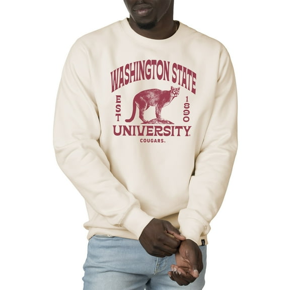 Men's Uscape Apparel Cream Washington State Cougars Premium Heavyweight Crew Neck Sweatshirt