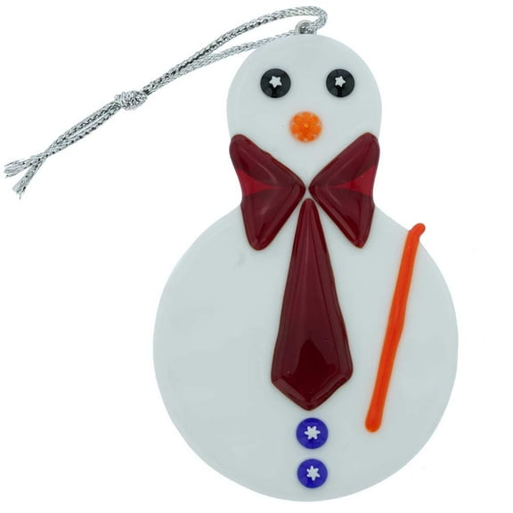 GlassOfVenice Murano Glass Snowman Christmas Ornament - Red