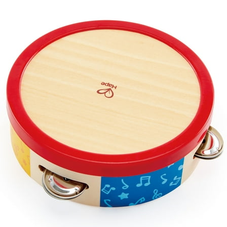 Hape: Tap-Along Tambourine - Wooden Hand Drum & Shaker Toy, Tap & Shake, Musical Instrument, Rhythm & Sounds Development, Baby-Toddler-Kids Ages 1 
