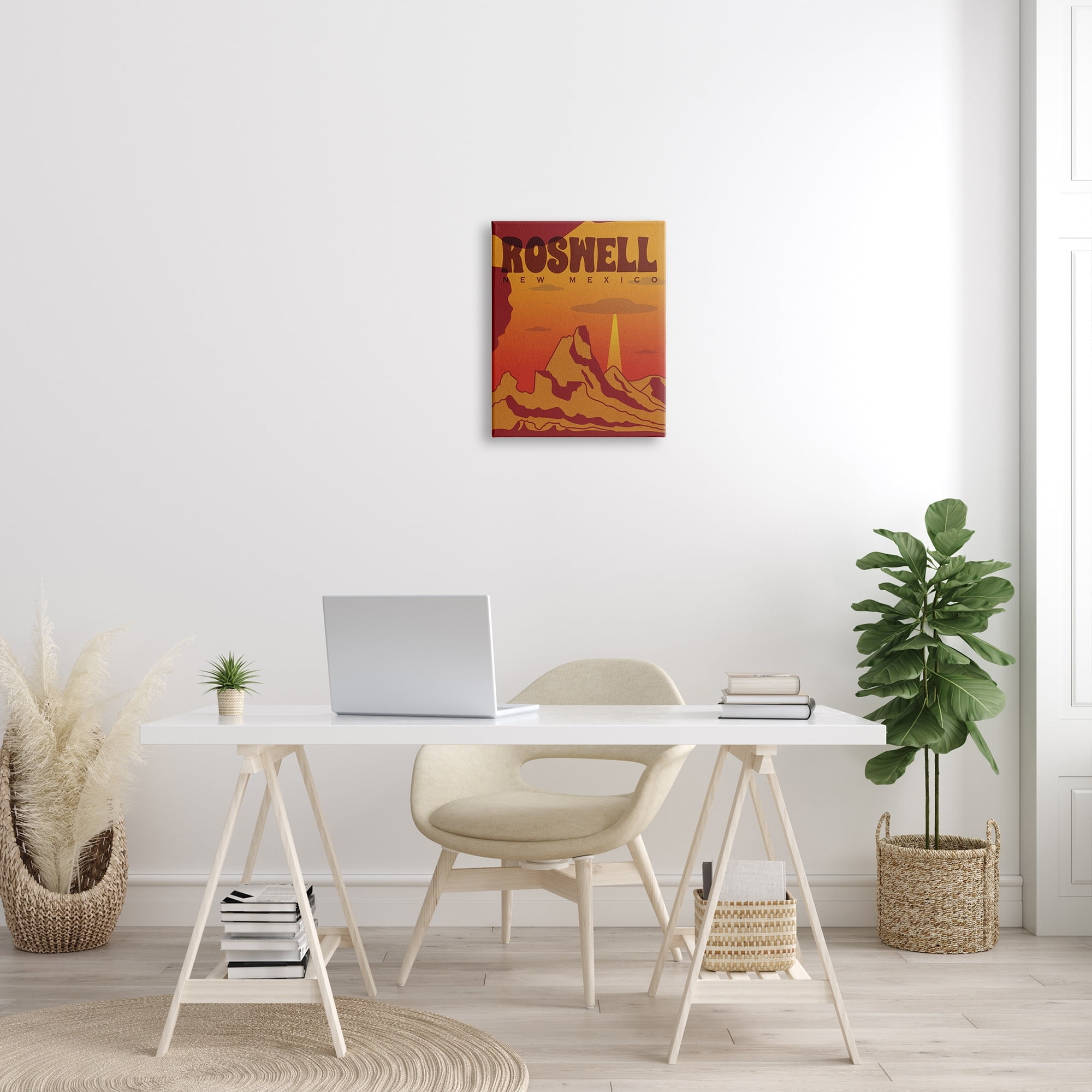 Stupell Industries Roswell New Mexico Desert UFO Travel & Places Painting Gallery Wrapped Canvas Print Wall Art