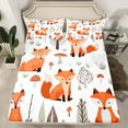 thumbnail image 2 of jejeloiu Cartoon Fox Twin Sheet Set,Rustic Plant White Orange,Luxury Decor,3-Piece, 2 of 7
