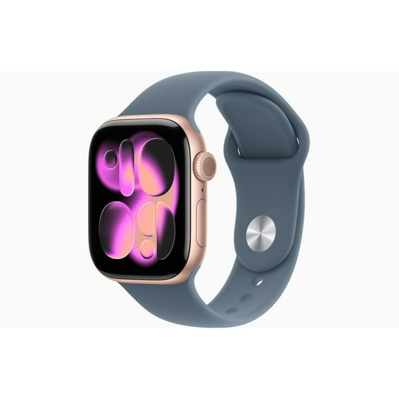 Restored Apple Watch Series 11 - GPS - 42mm Rose Gold Aluminum Case with Anchor Blue Sport Band - S/M (Refurbished)