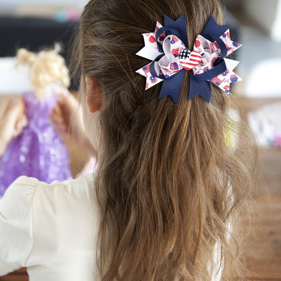 karymi Hair Clips Independence Day Hair Barrettes Patriotic Party Claw Clips Hair Accessories for Women Bow Hairpin USA Stars Hair Clips Hair Jaw Clamp Head Fourth of July Decorations