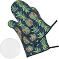 thumbnail image 3 of Tropical Fruit Pineapple Print Oven Gloves, Kitchen Baking Four Piece Set, Heat-Resistant and Heat-Insulating Gloves, 3 of 6